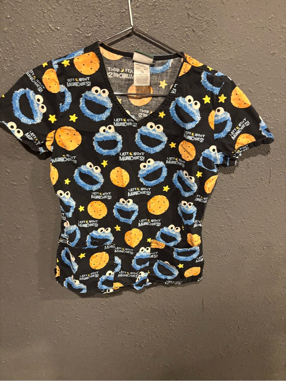 Cookie Monster Short Sleeve Scrub Top